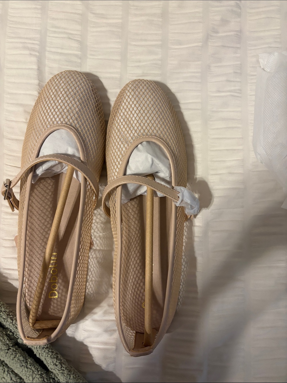 Neutral Beige Mary Jane Flats -
